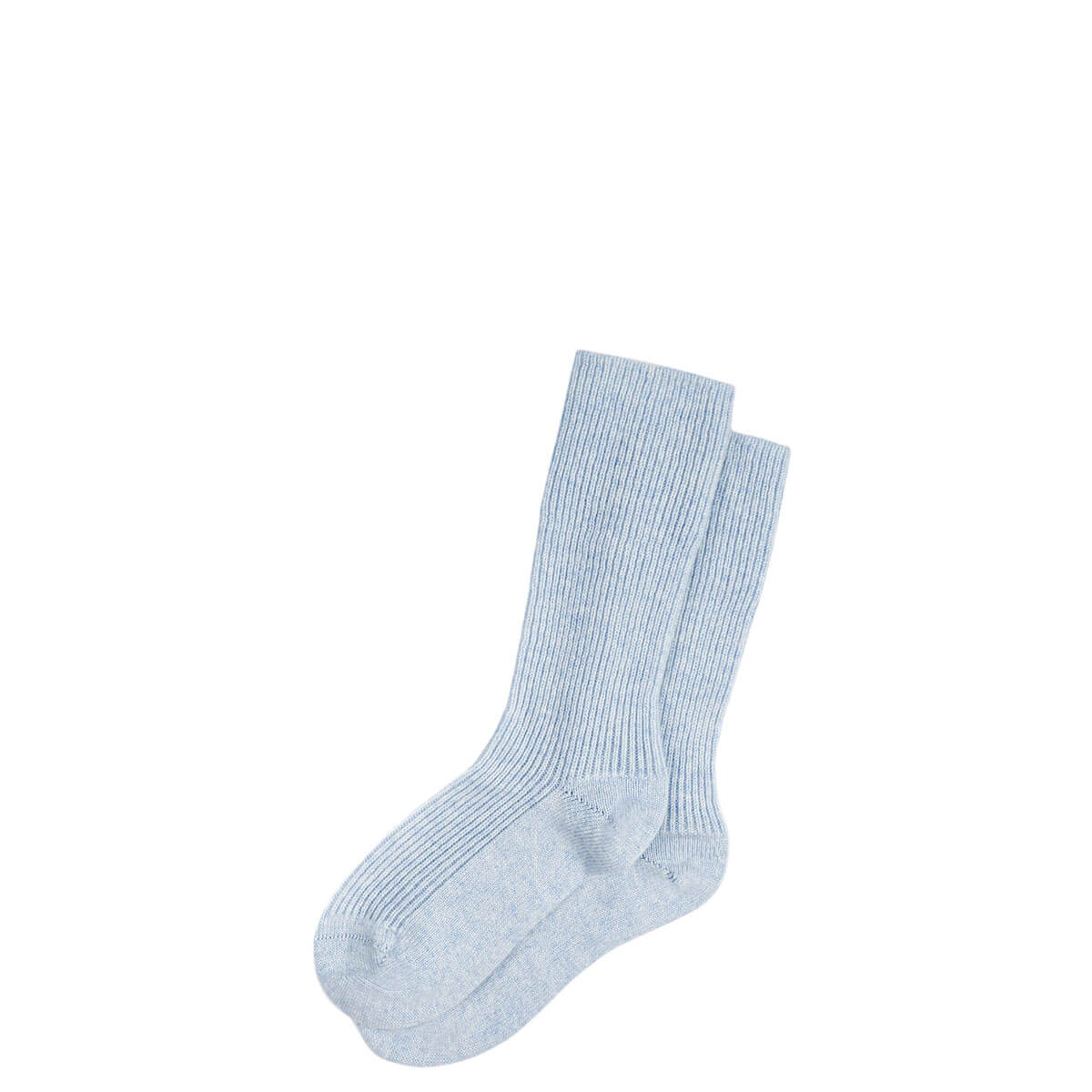 Womens Luxury Ribbed Pale Blue Cashmere Socks Gallery Image 1