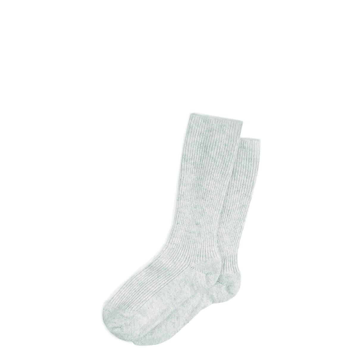 Womens Luxury Ribbed Silver Cashmere Socks Gallery Image 1