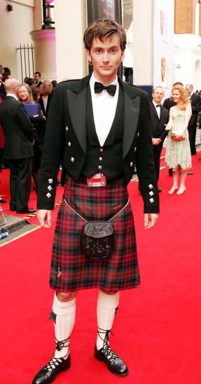 David Tennant wearing a traditional Scottish kilt