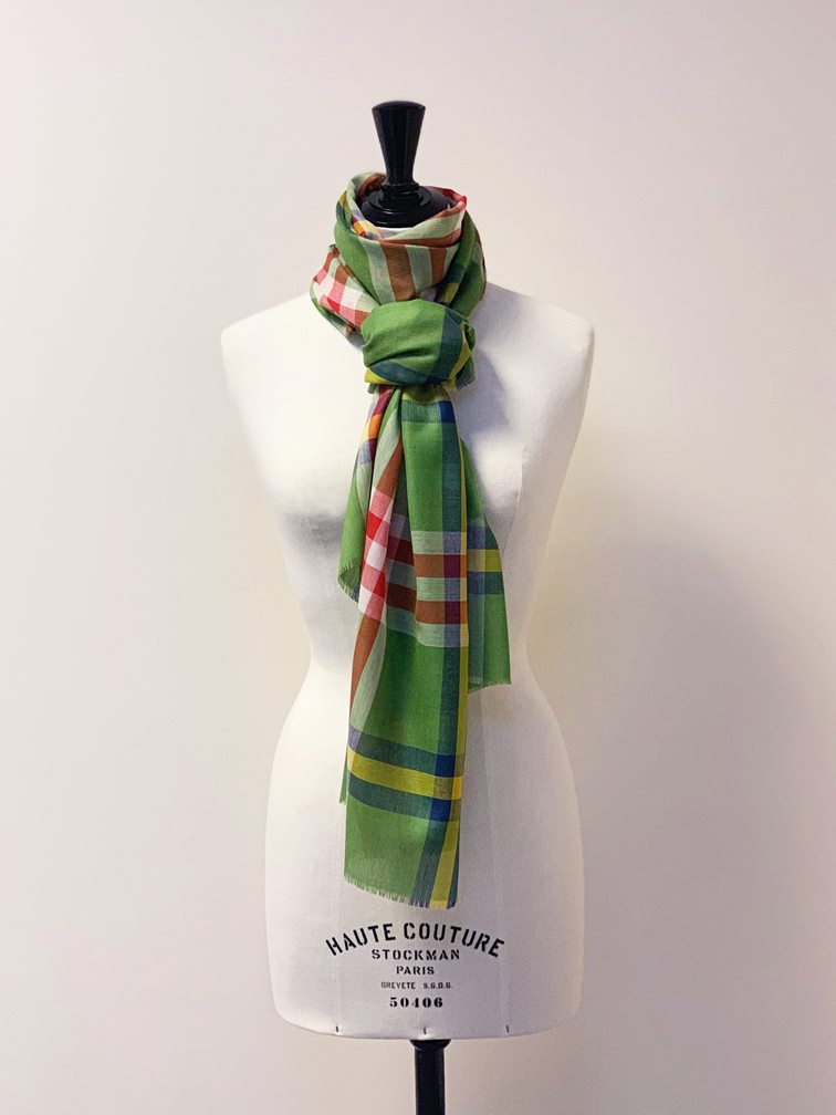Alba Elie Apple Extra Fine Merino Stole styled with an elegant drape