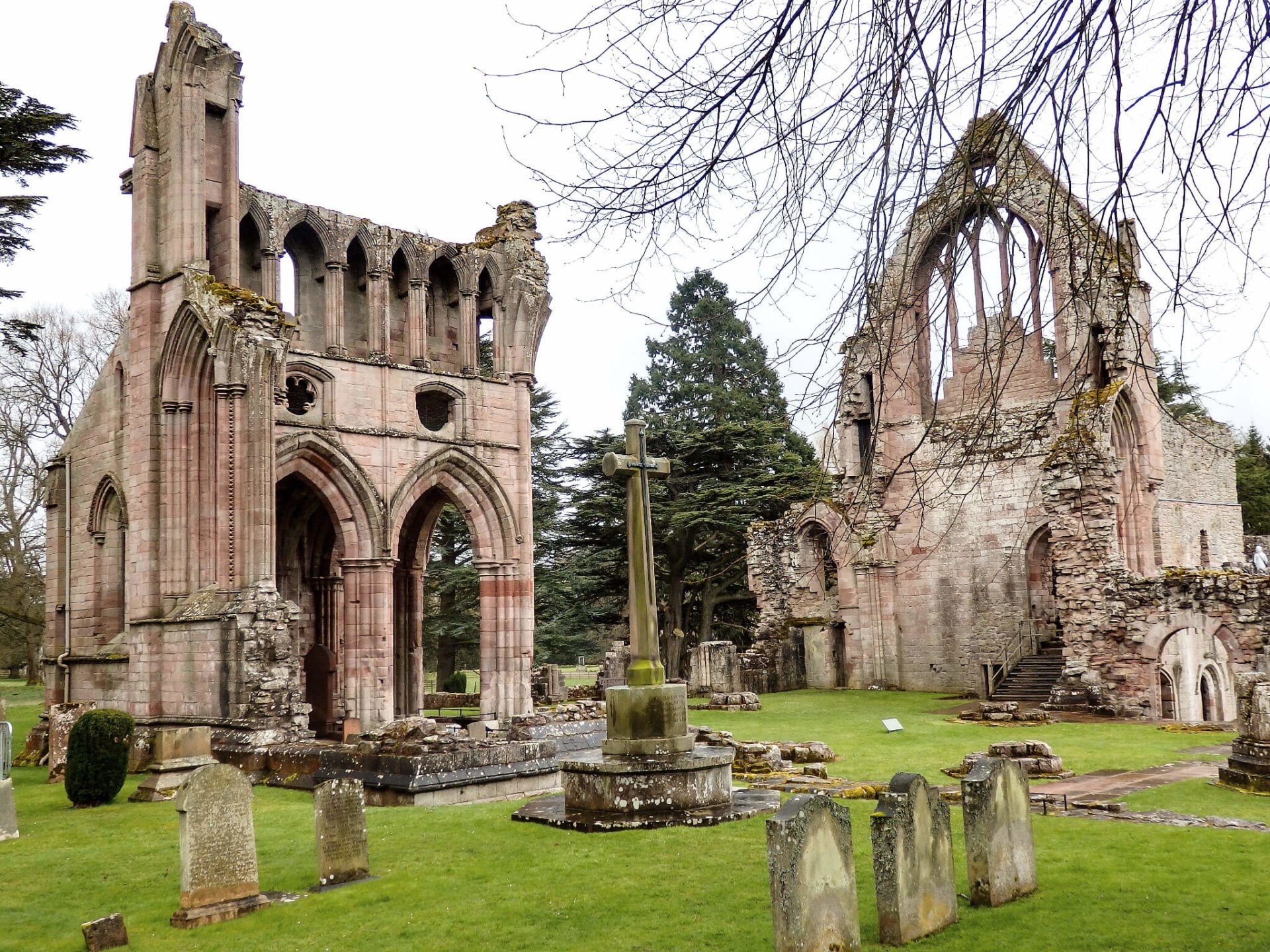 View of Dryburgh Abbey and Gravestones